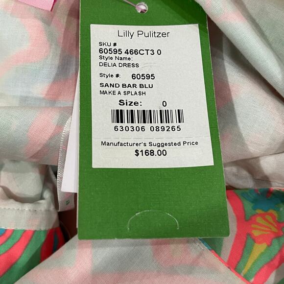 NEW Lilly Pulitzer Delia Dress Sand Bar Make A Splash Size 0 - Picture 9 of 9